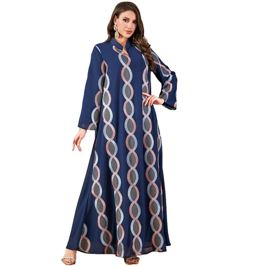 Women's Long Robe Embroidered Muslim Dress