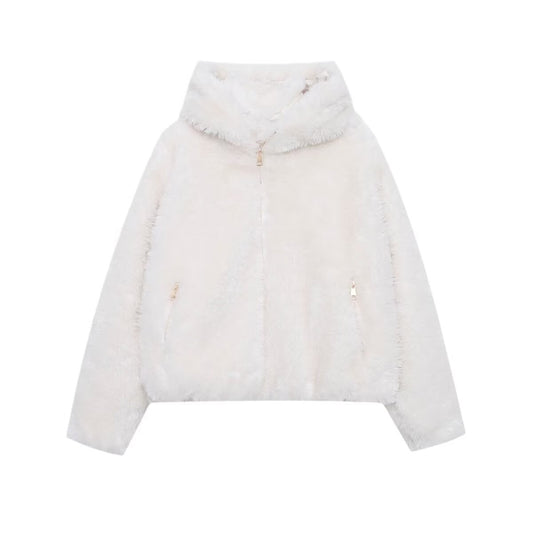 Street hooded woolen coat women's clothing