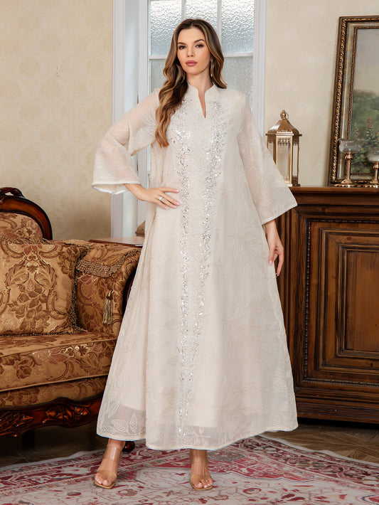 New Muslim Chiffon Middle Eastern Clothing Dubai Long Dress Beaded