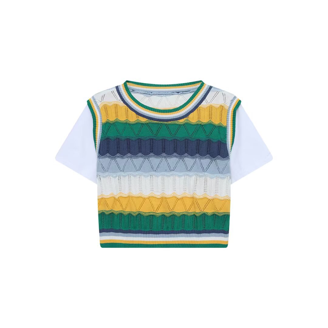 Street fake two short sleeved knitted T-shirts