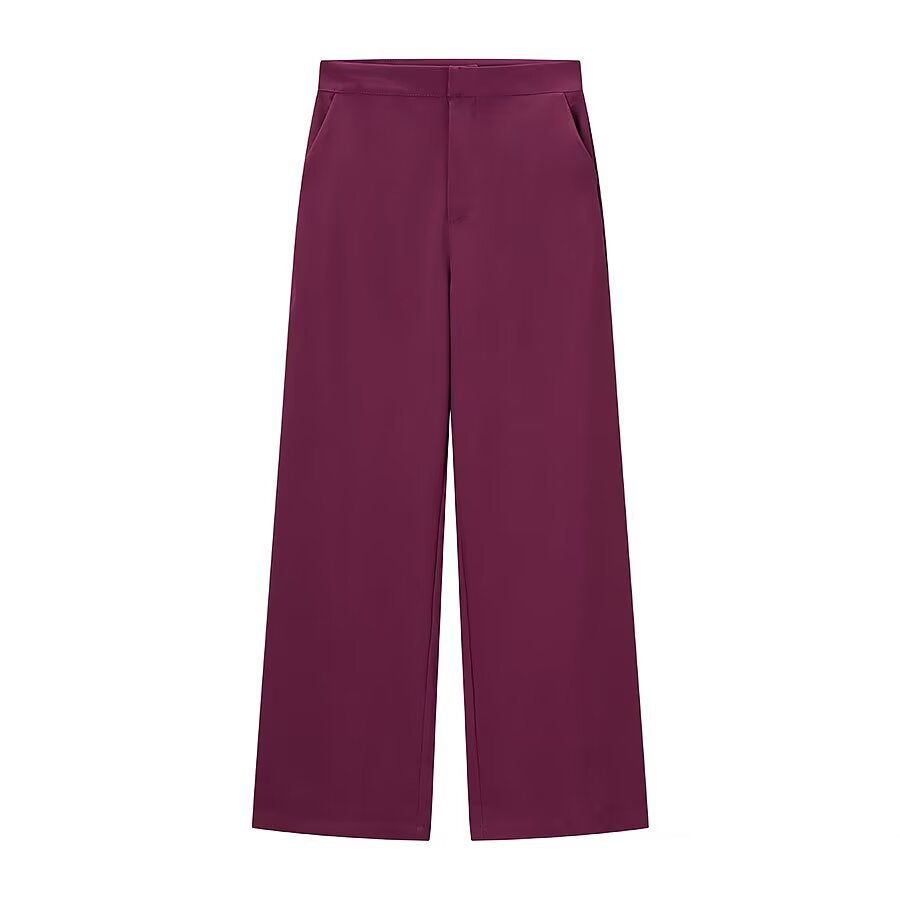 Commuter style feather decorated jacket+high waisted pants set