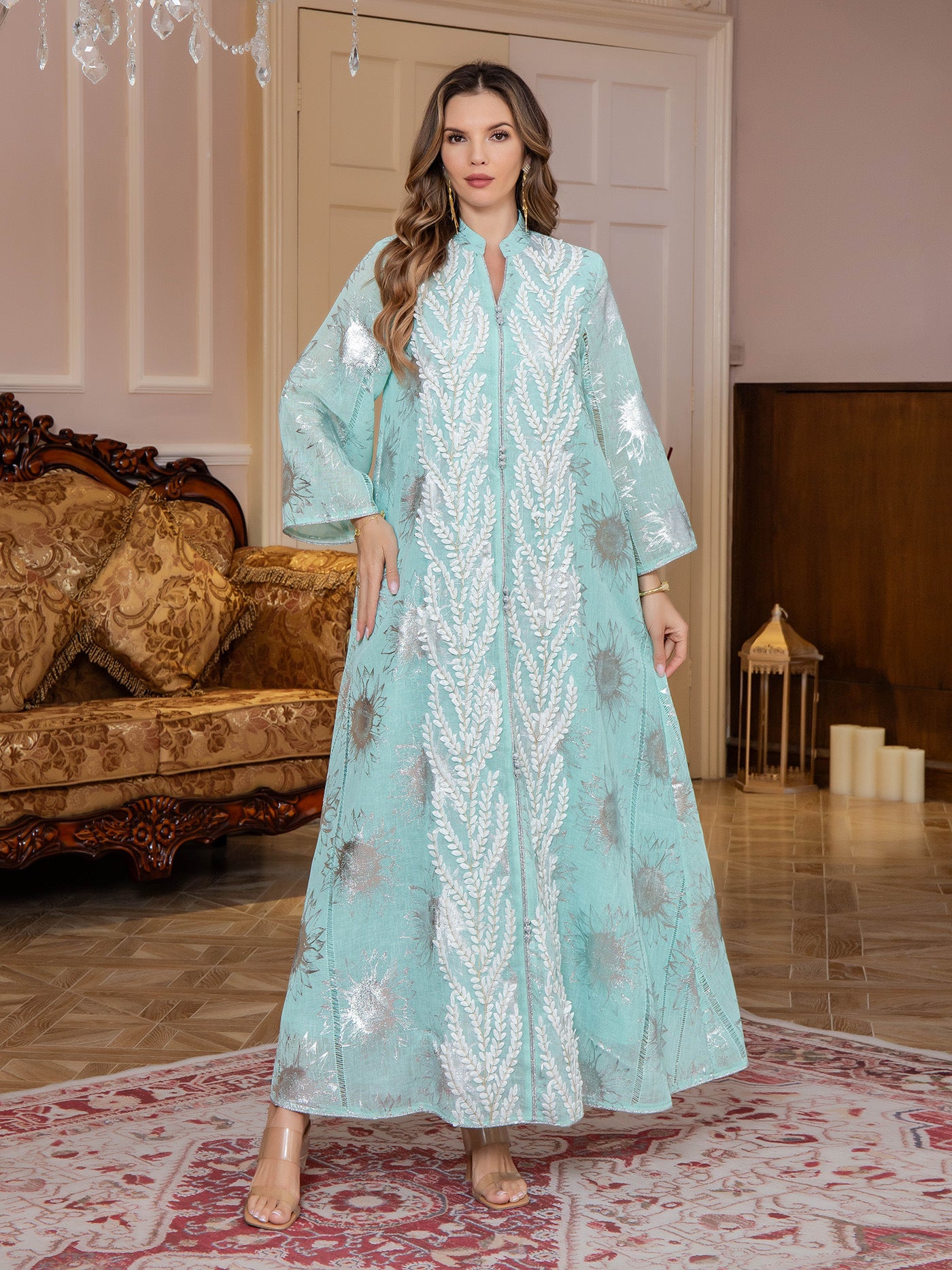 Muslim Embroidered  Dress Dubai Long Robe Arabic Women's Clothing