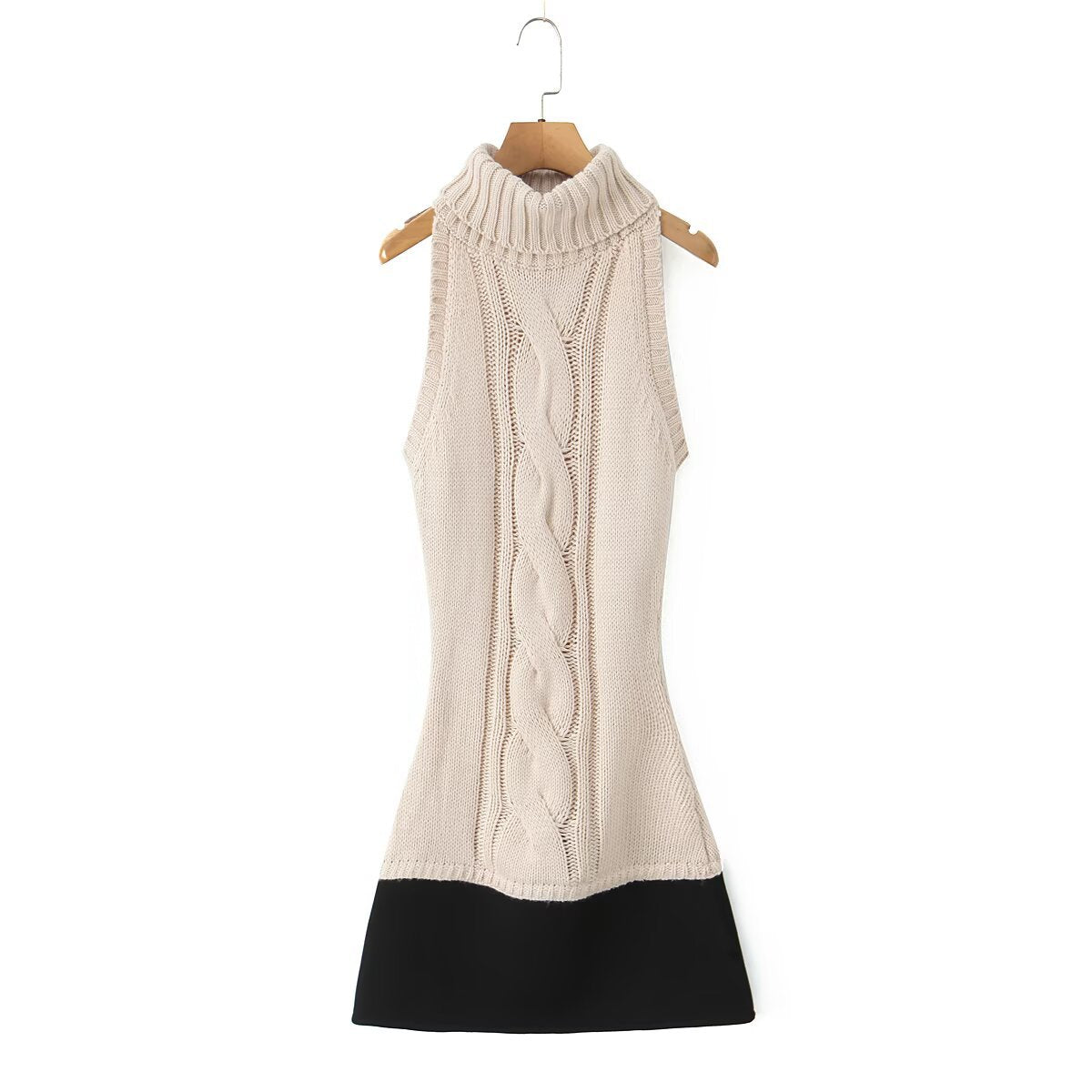 Street sleeveless patchwork knit dress