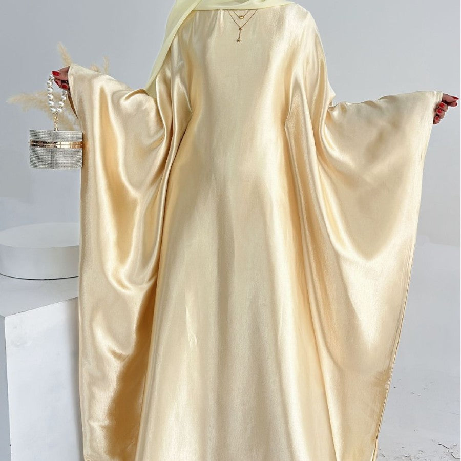 Shiny Lemon Yellow Dress Abaya