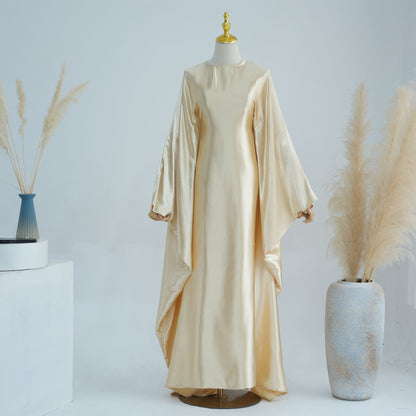 Shiny Lemon Yellow Dress Abaya