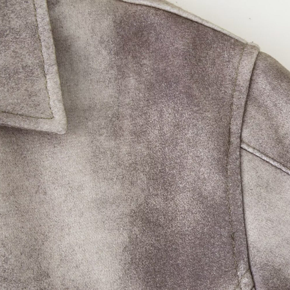 Street style collar dyed printed long sleeved jacket