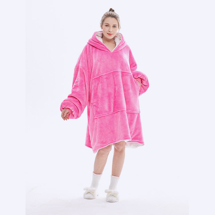 Pullover fleece jacket with hood outdoor