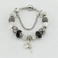 Black and White Beads Charm Pandora Bracelet Bangles