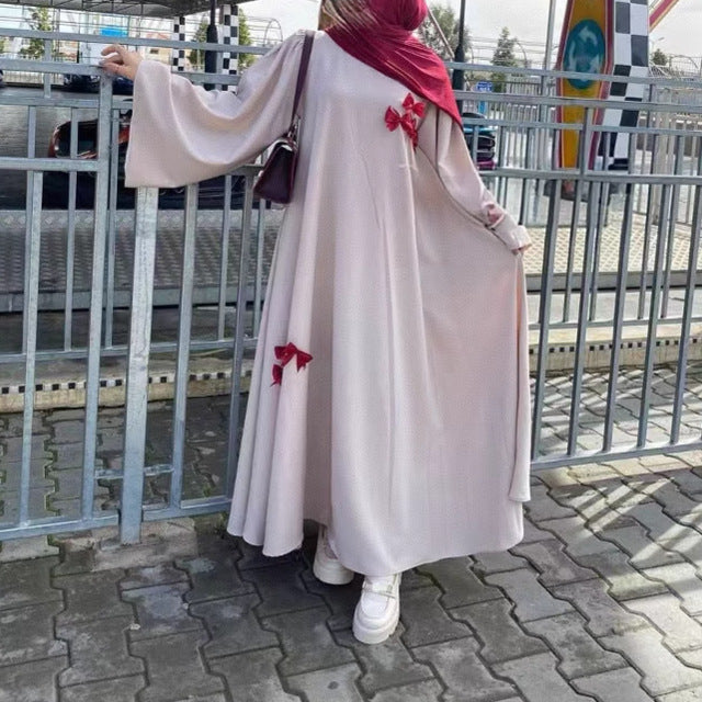 Women's Dubai Abaya Loose Plus Size Bow Long Robe Dress