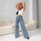 Wide leg denim pants floor length pants