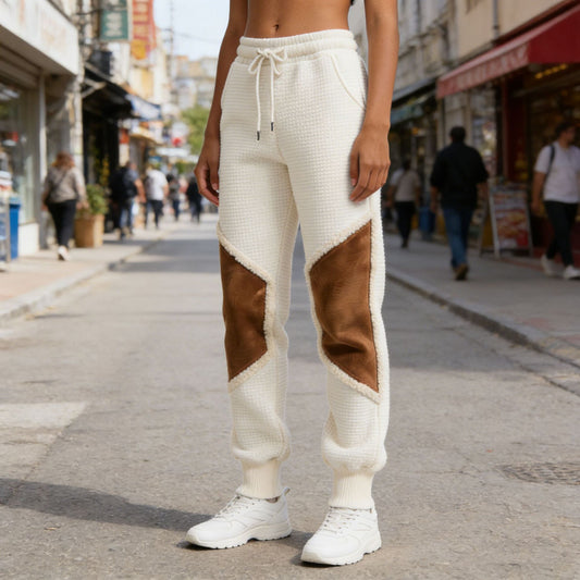 Retro Western Plaid Patchwork Sport Pants for Women, Holiday Outdoor Casual Trousers