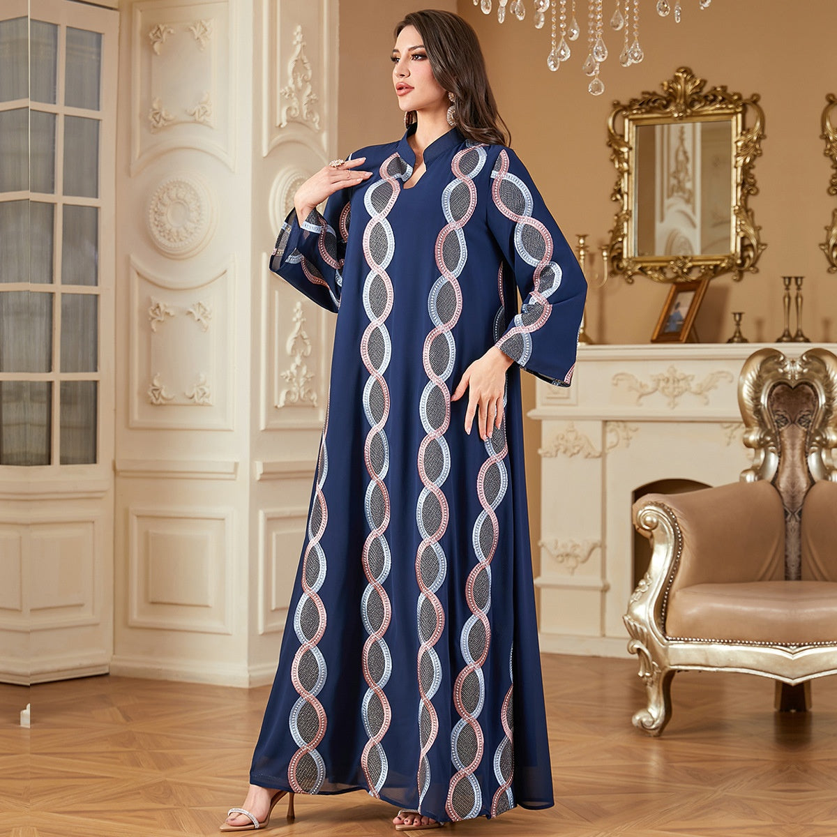 Women's Long Robe Embroidered Muslim Dress