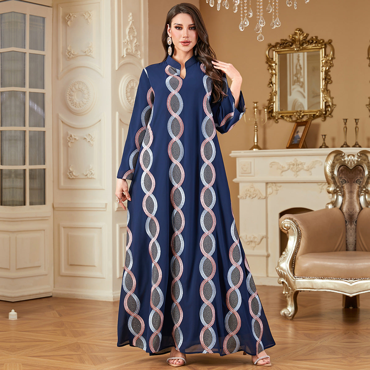 Women's Long Robe Embroidered Muslim Dress