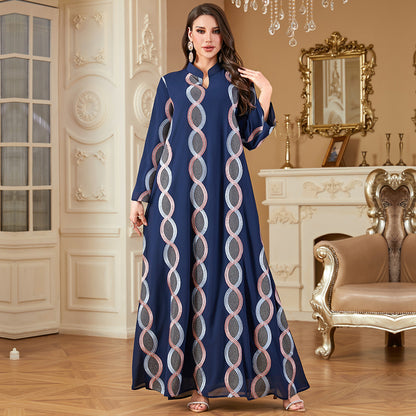 Women's Long Robe Embroidered Muslim Dress