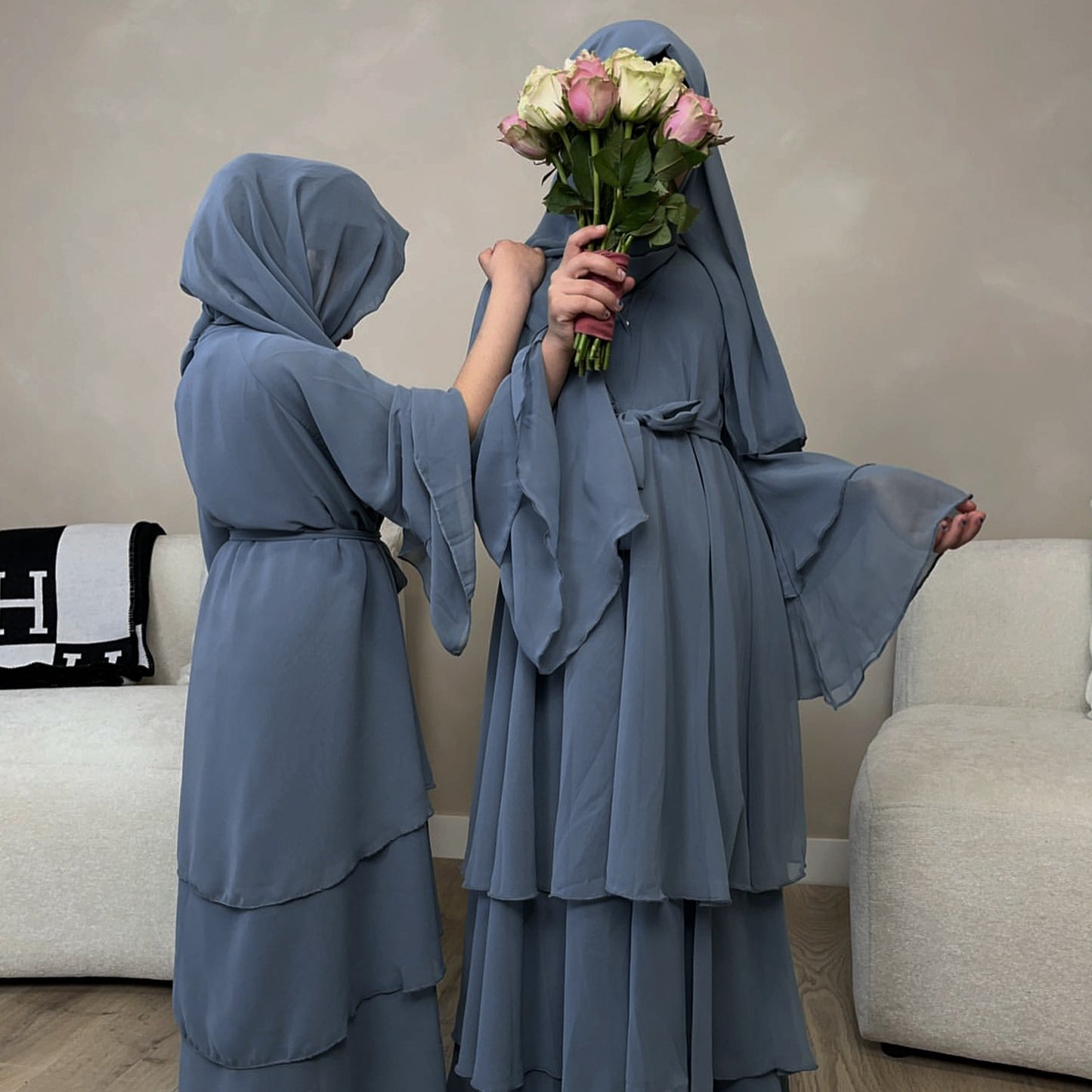 Elegant Children's Family Matching Cardigan Abaya