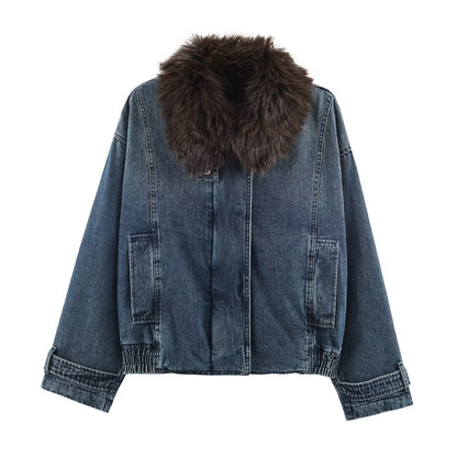 Street denim pilot jacket women's clothing