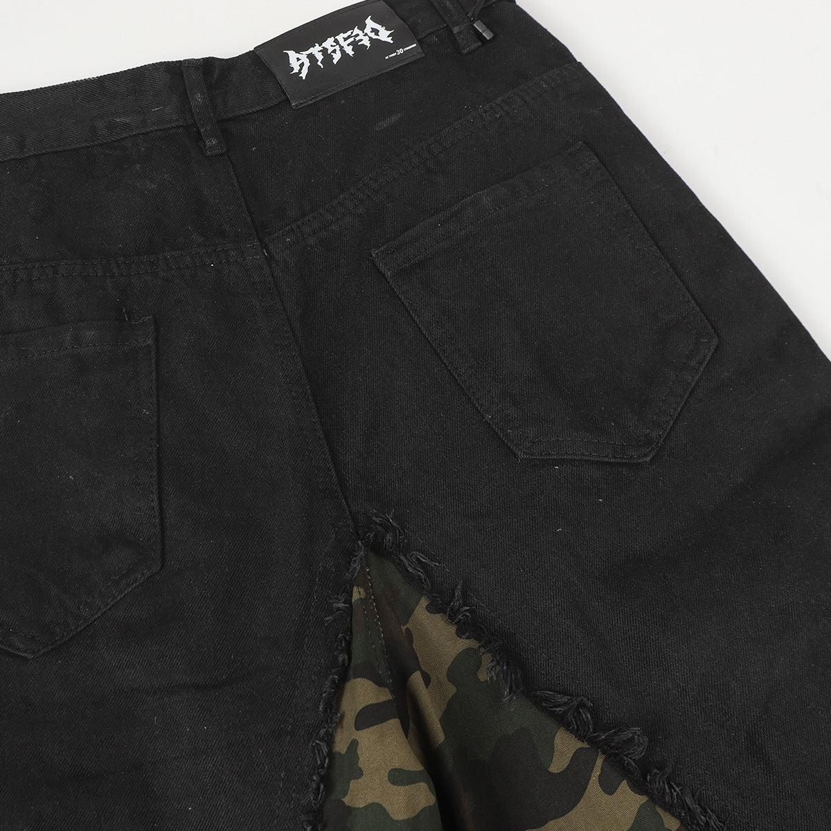 Fake two jeans baggy wide leg pants