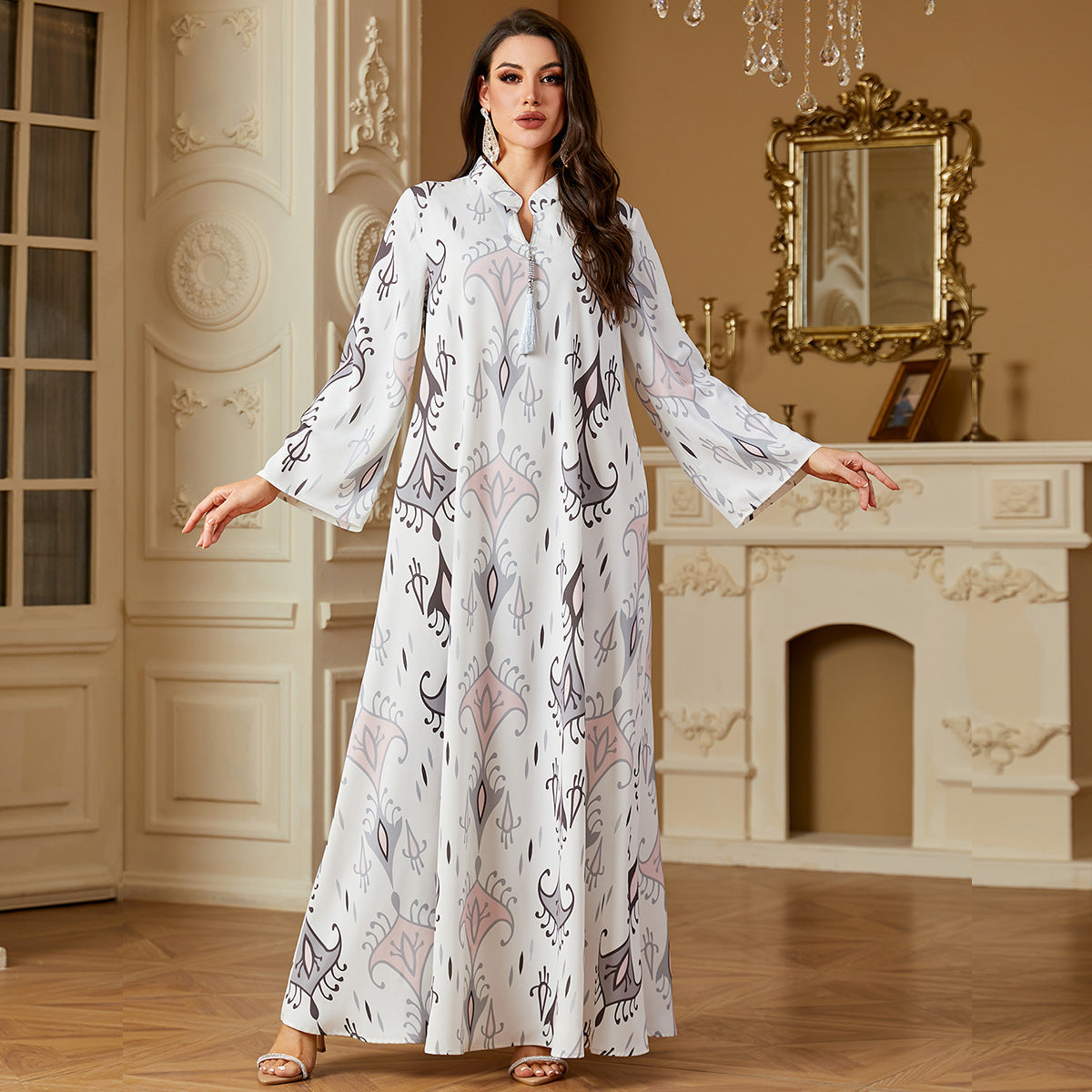 Muslim Long Robe Print Long Dress Dress