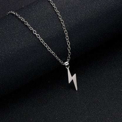Rinhoo Stainless Steel Necklace For Women Men Long Chain Small Lightning Pendant Necklace Party Ornament Jewelry Gift