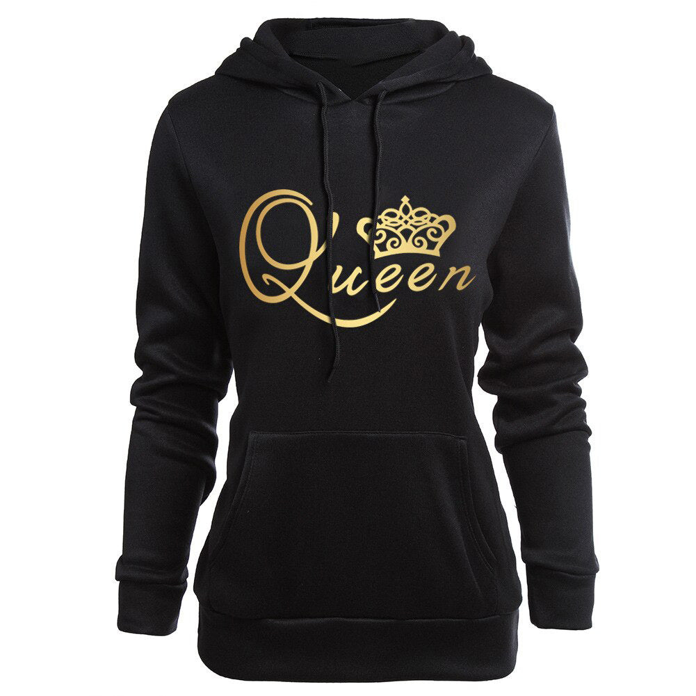 KING QUEEN Couple Valentine's Day Hoodie Sweatshirt with Hood