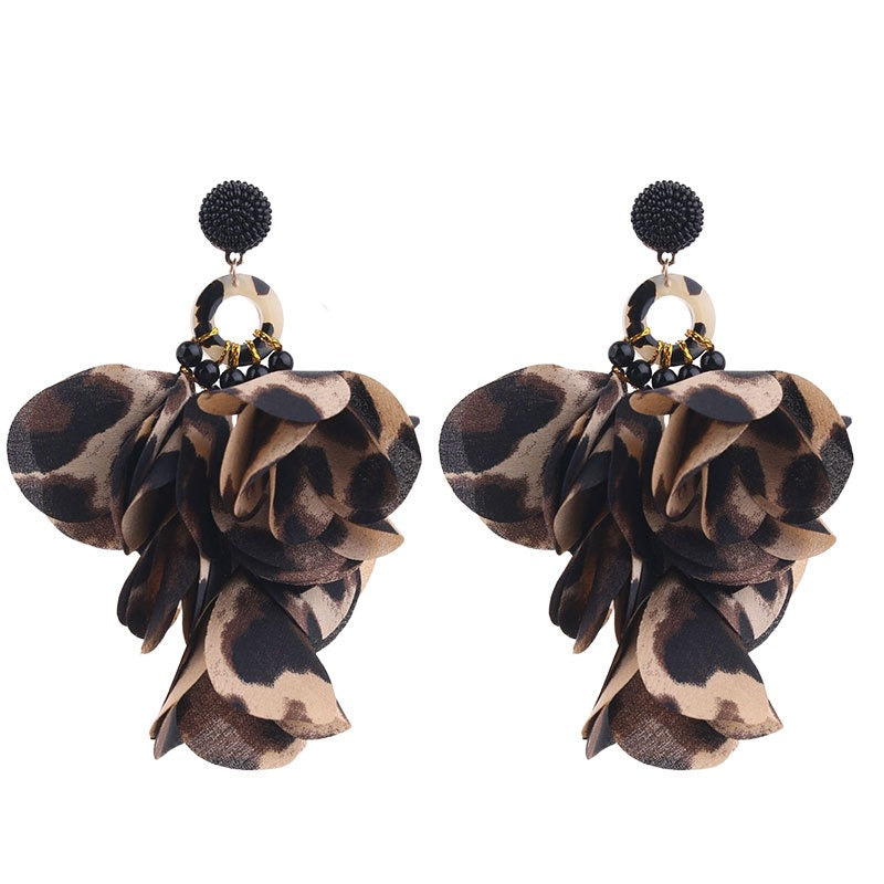 Handmade fabric floral earrings for women's long style earrings and earrings