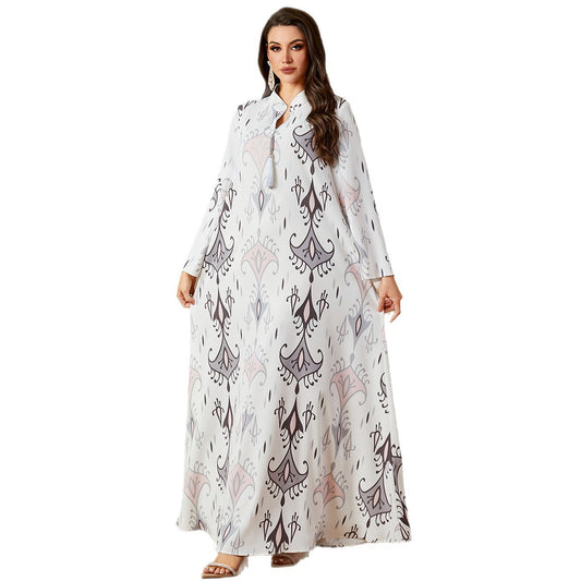 Muslim Long Robe Print Long Dress Dress