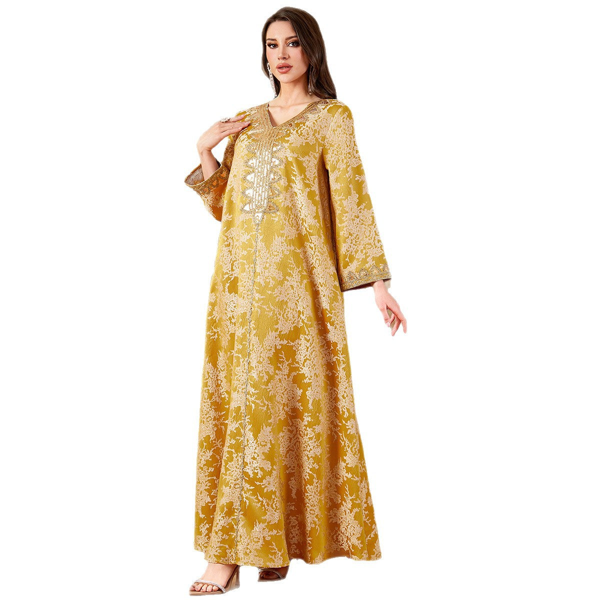 Women's Muslim Long Dress Beaded