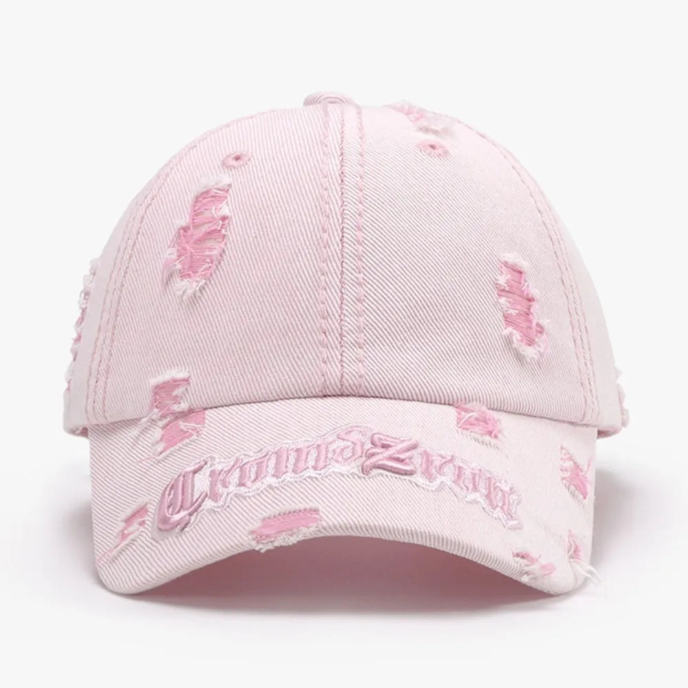 Distressed Letter Embroidered Baseball Cap