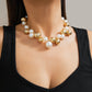 Trendy Imitation Pearl CCB Beaded Necklace for Women Chunky Neck Chain Collar