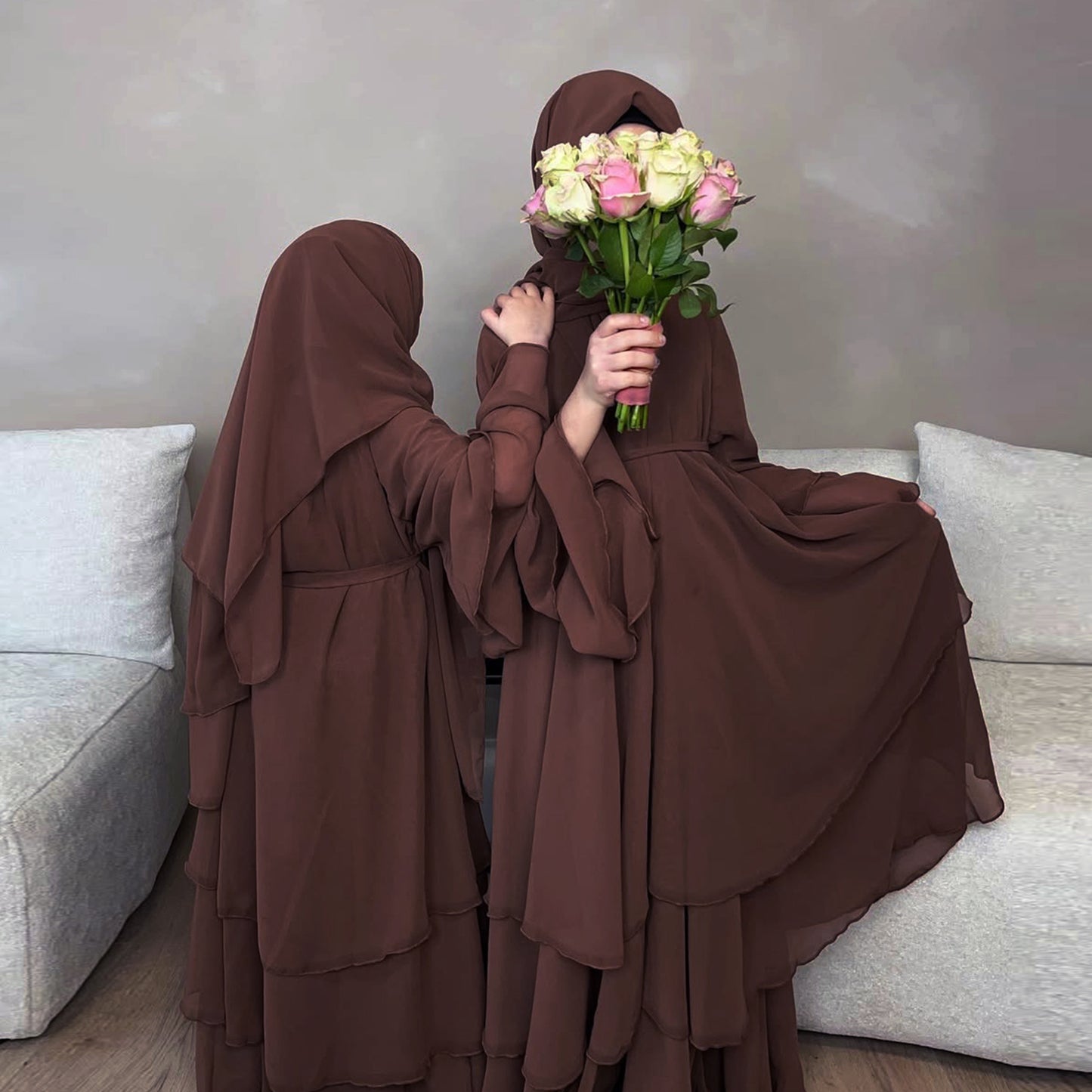 Elegant Children's Family Matching Cardigan Abaya