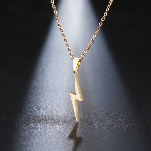 Stainless Steel Lightning Bolt Necklace Pendant for Women Men Scar Necklace