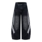Retro Street Washed Three-Stripe Deconstructed Wide-Leg Jeans