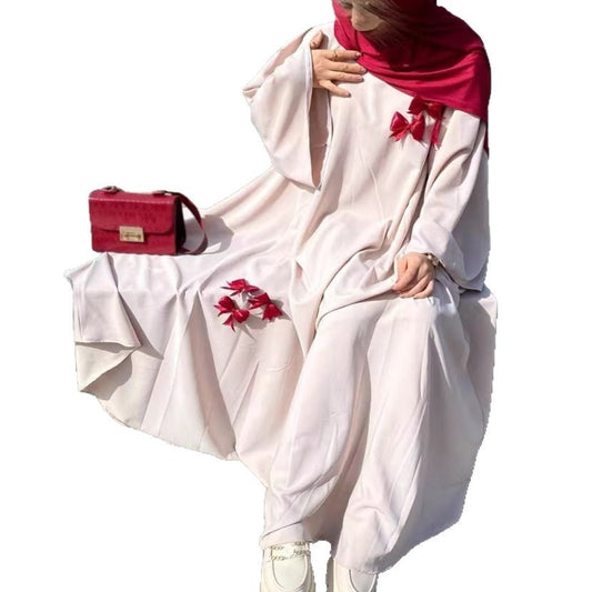 Women's Dubai Abaya Loose Plus Size Bow Long Robe Dress
