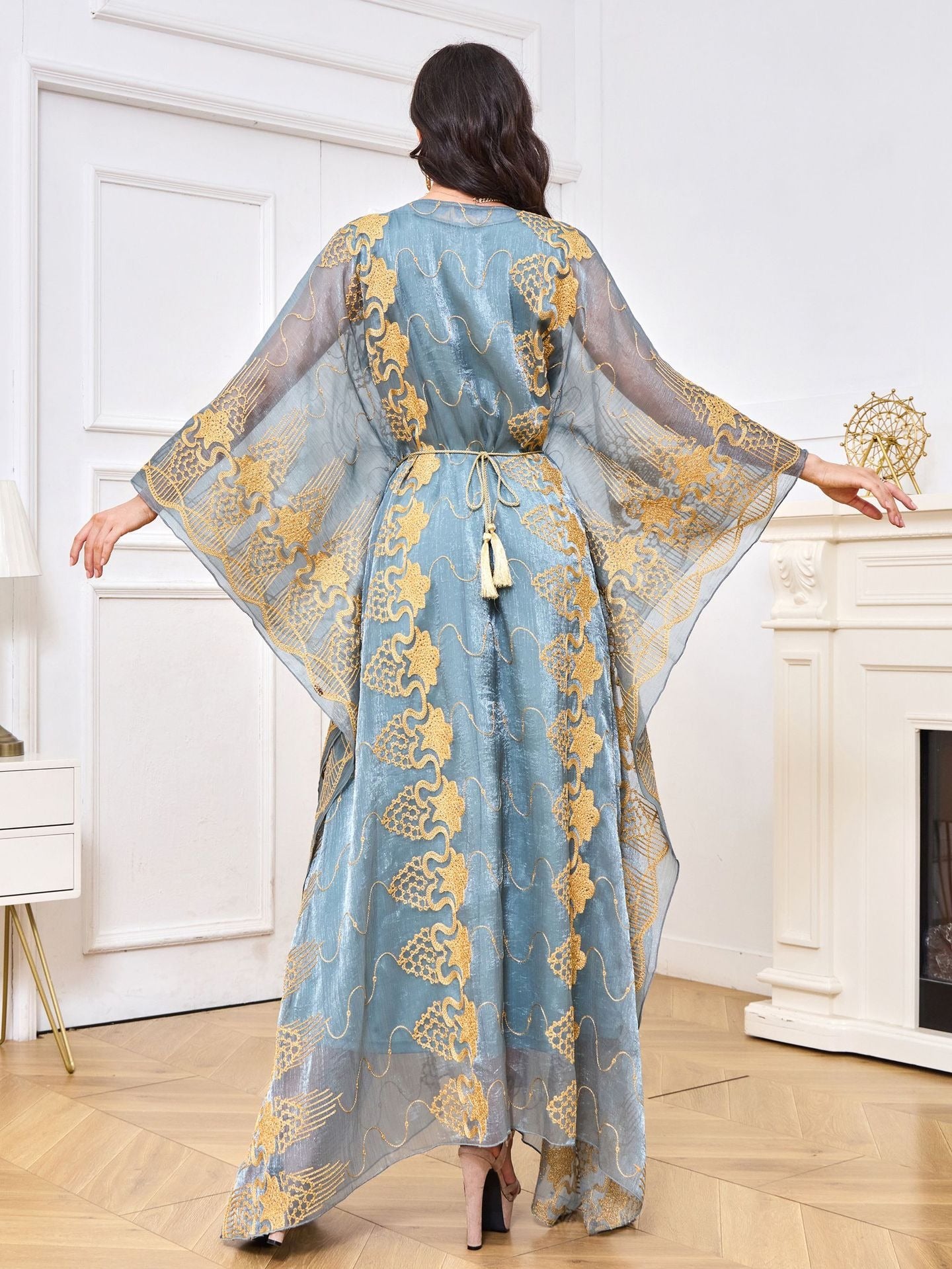 Moroccan Muslim Robe Embroidered Beaded Dinner Two Piece Set Dress