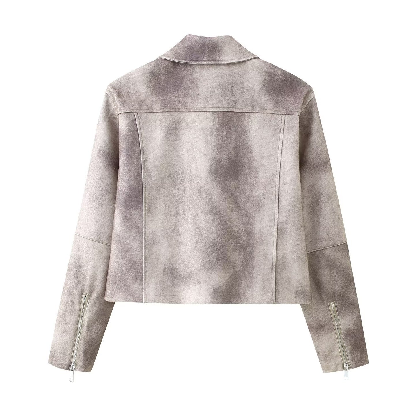 Street style collar dyed printed long sleeved jacket