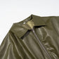 Street elastic waistband leather jacket