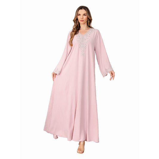 Elegant Arabic Muslim Long Dress Dubai Style Islamic Women's Clothing