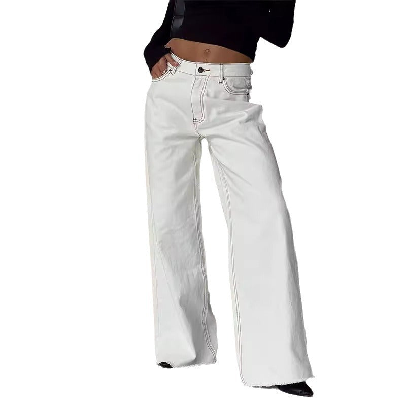 Wide leg denim pants floor length pants