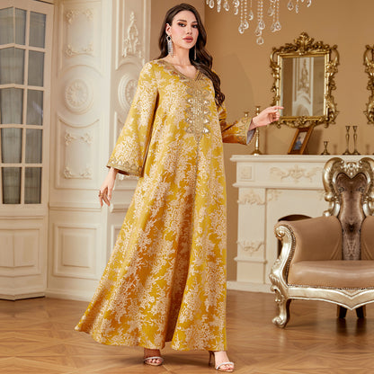 Women's Muslim Long Dress Beaded