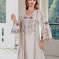 Elegant Muslim Dress Dubai Women's  Embroidered Beaded Long Robe