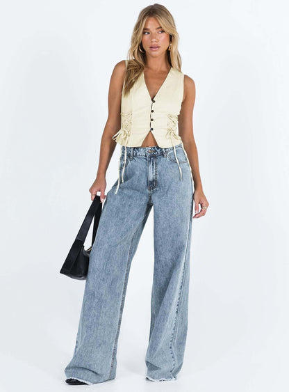 Wide leg denim pants floor length pants