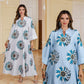 Muslim Printed Long Robe Elegant Middle Eastern Dubai Dress Printed Robe