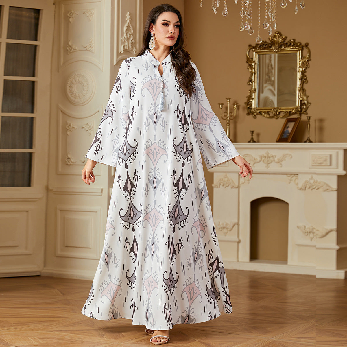 Muslim Long Robe Print Long Dress Dress