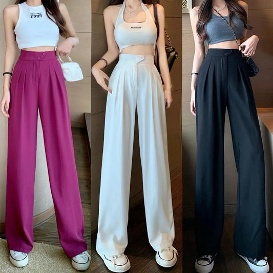 Wide Leg Pants Women Summer Lightweight High Waist Drapey Floor-Length Slim Straight Leg Casual Petite Suit Pants Versatile