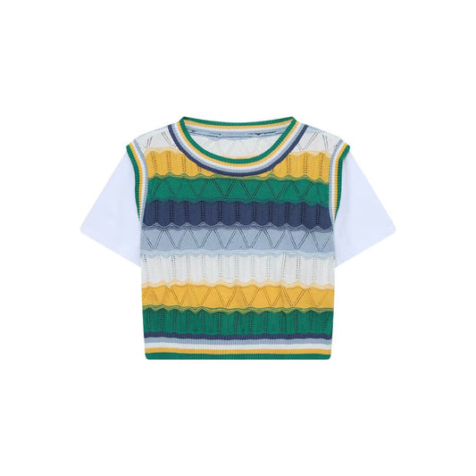 Street fake two short sleeved knitted T-shirts