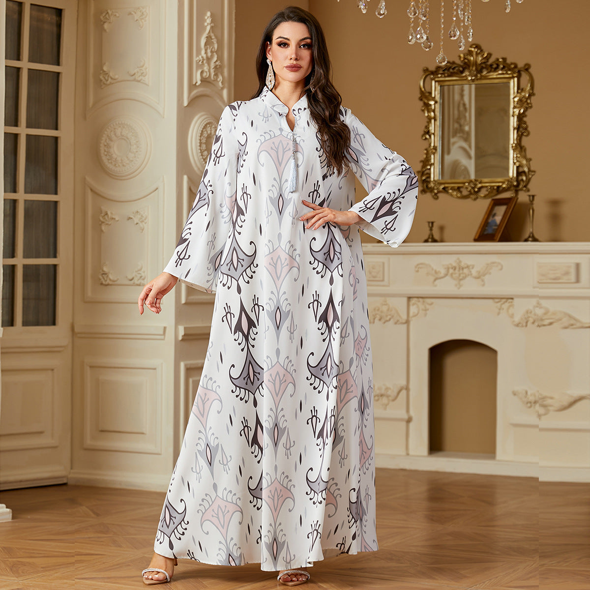 Muslim Long Robe Print Long Dress Dress